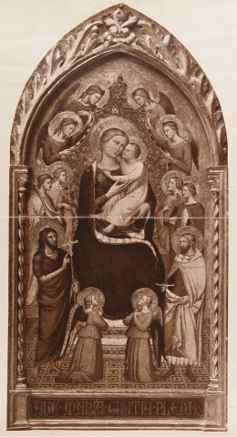 Anonimo — Gerini Niccolò di Pietro - sec. XV - Madonna con Bambino in trono tra angeli e santi — insieme